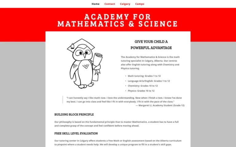 Academy For Mathematics & Science, tutoring in Calgary