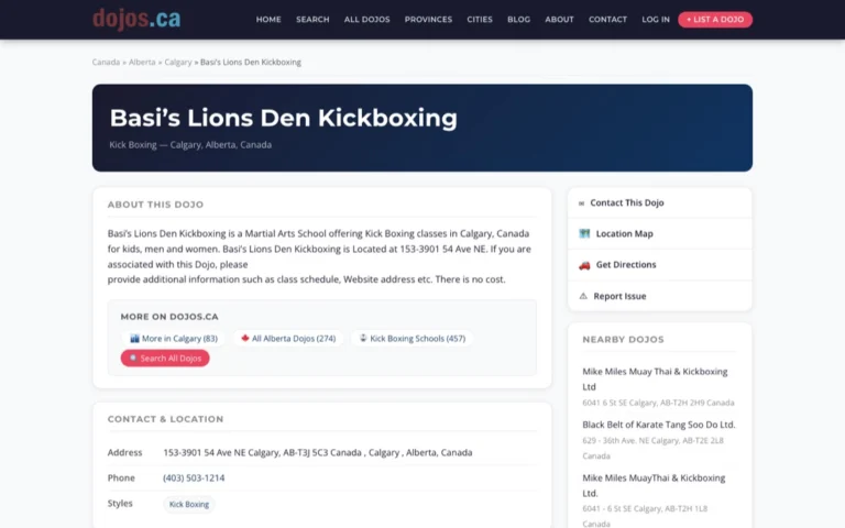 Basi's Lions Den Kickboxing, martial arts in Calgary