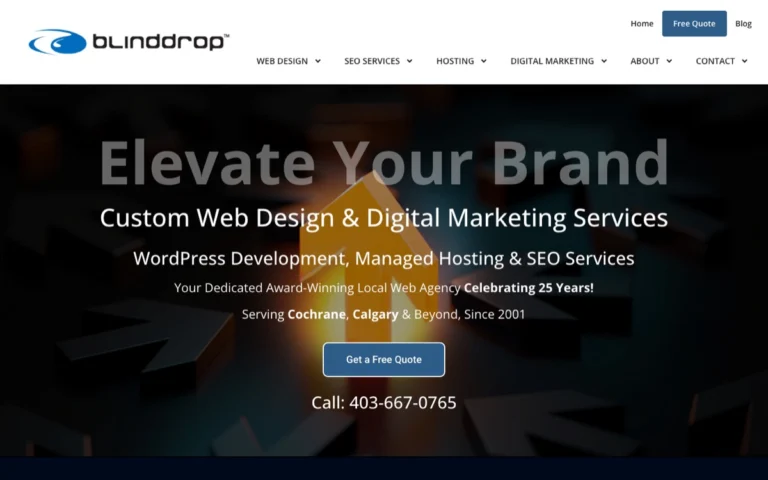 Blind Drop Design Inc, website design in Cochrane